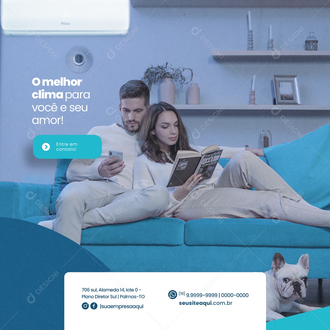 O Melhor Clima Para Você e Seu amor! Ar Condicionado Social Media PSD Editavel