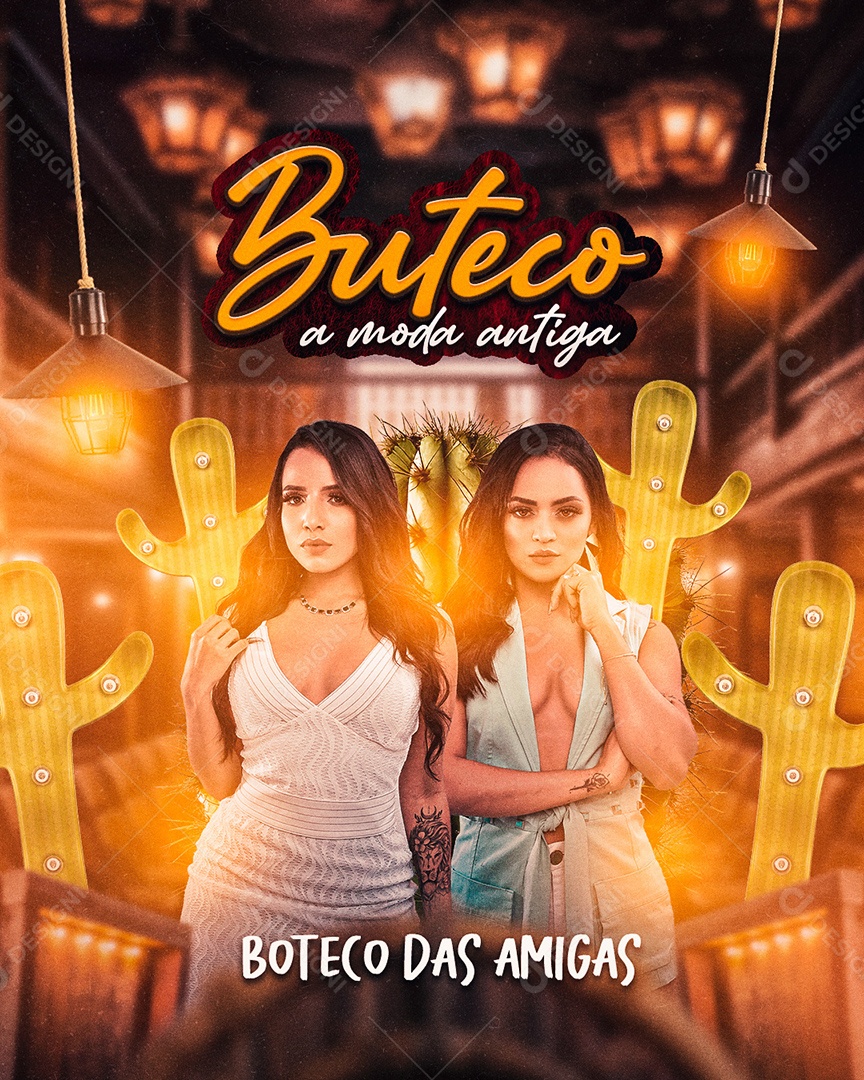 Flyer Sertanejo Botecos das Amigas Social Media PSD Editável