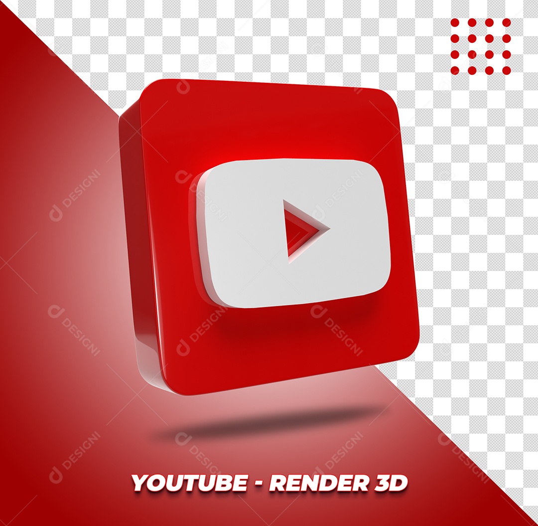 Ícone Do Youtube Elemento 3D Para Composição PSD