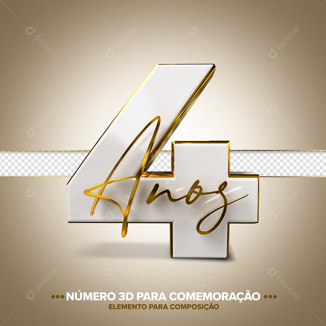 Número 4 Para Comemorações Elemento 3D Para Composição PSD
