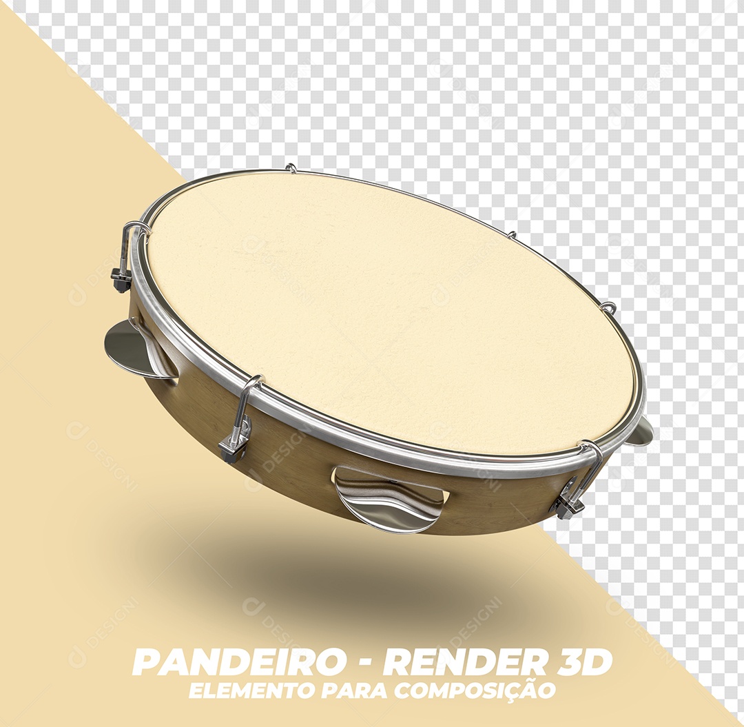 Pandeiro Elemento 3D Para Composição PSD