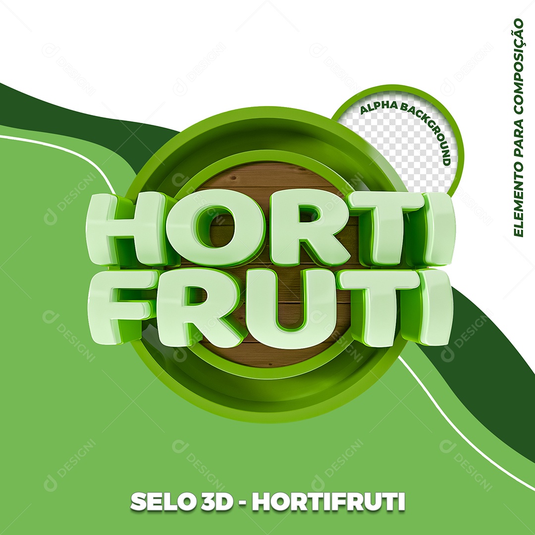 Hortifruti Selo 3D Para Composição PSD