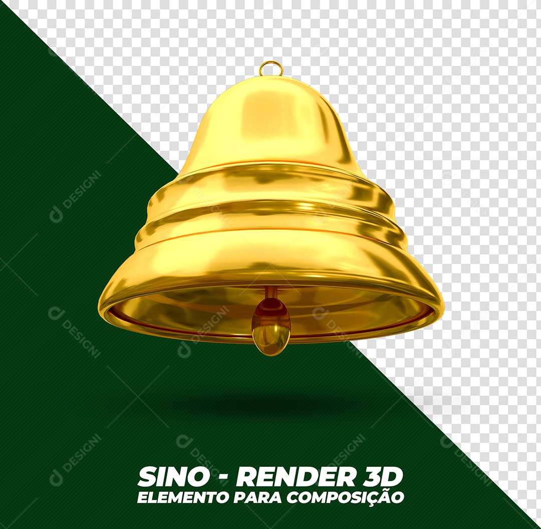 Sino Dourado  Elemento 3D Para Composição PSD