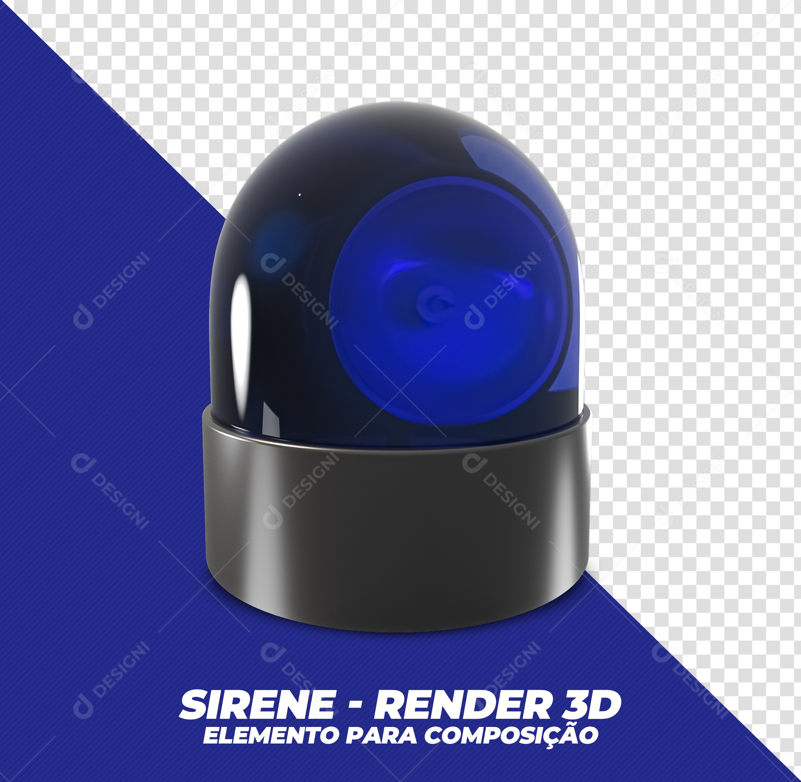 Sirene Azul Elemento 3D Para Composição PSD