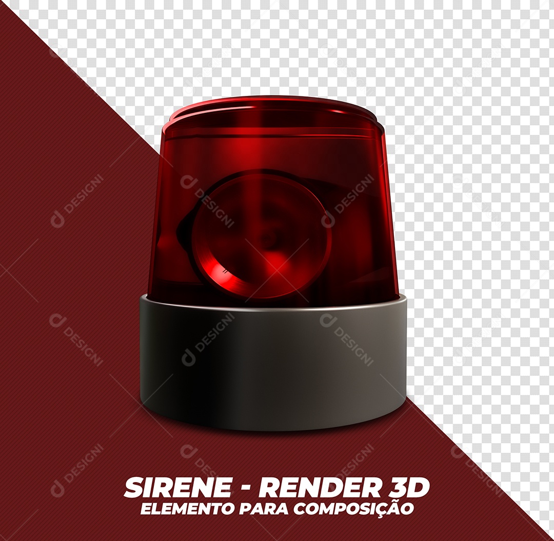 Sirene Vermelha Elemento 3D Para Composição PSD