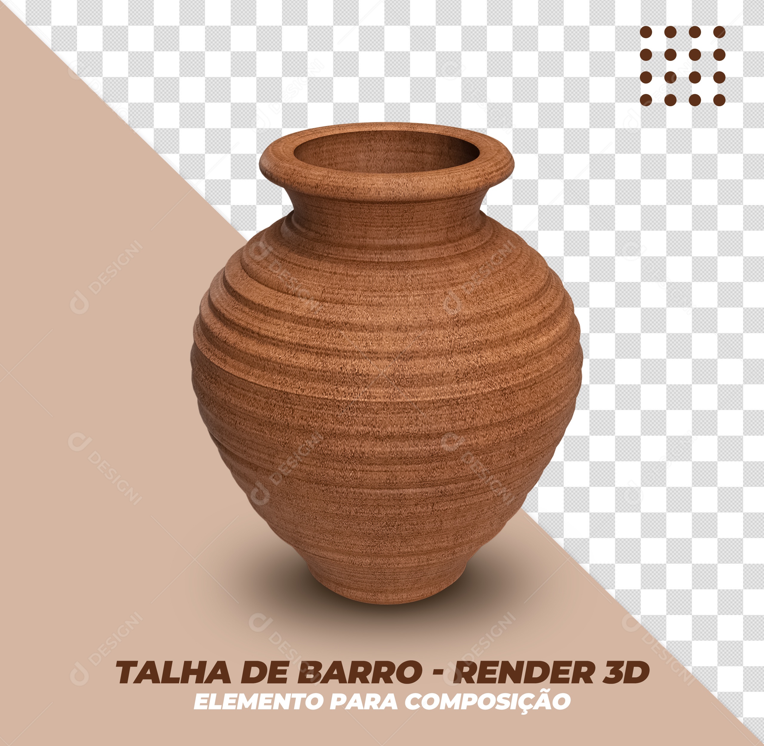 Vaso De Barro Ou Talha De Barro Elemento 3D Para Composição PSD