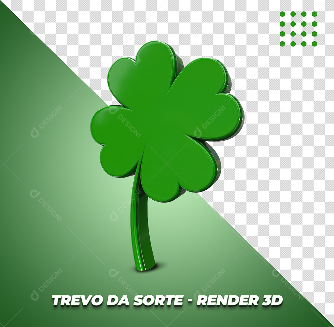 Trevo Da Sorte Elemento 3D Para Composição PSD