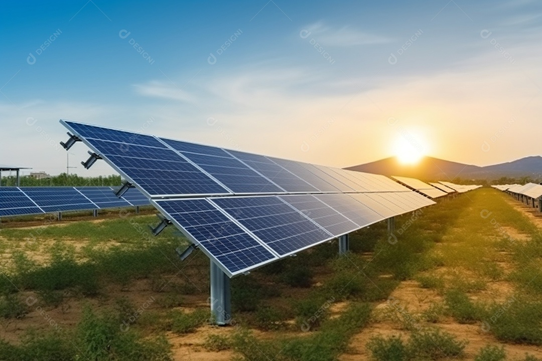 Campo com placas solares