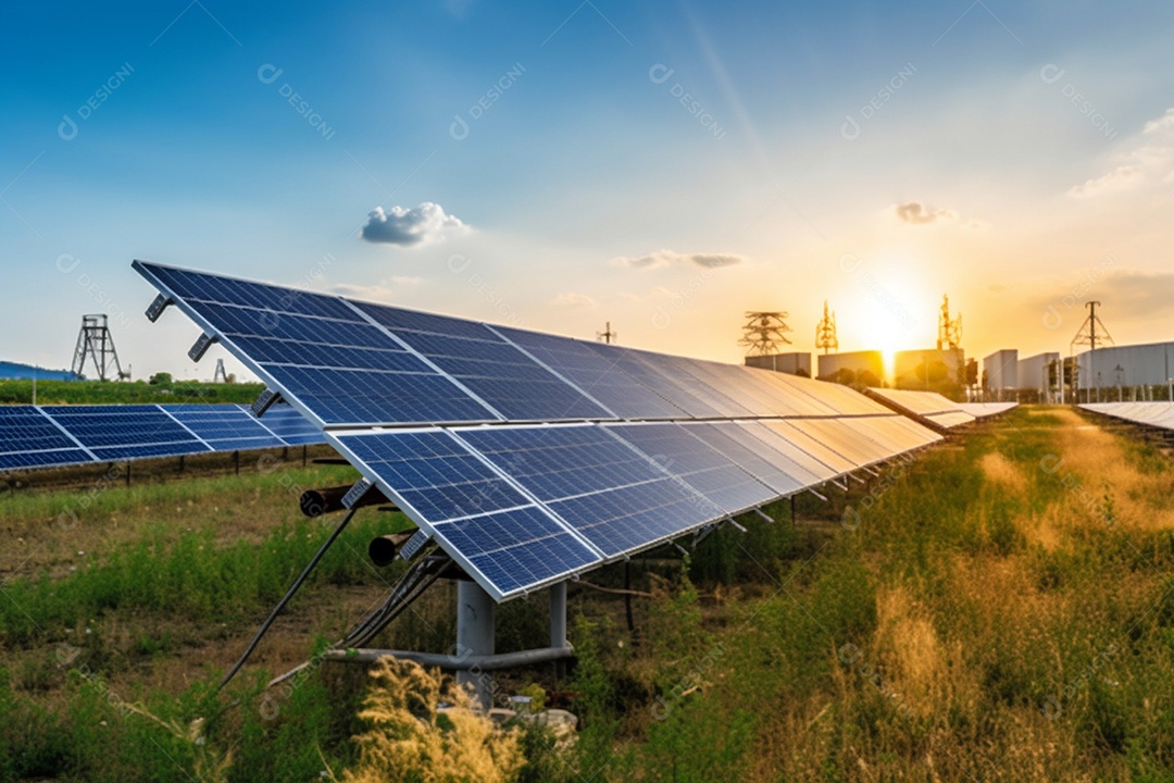Campo com placas solares