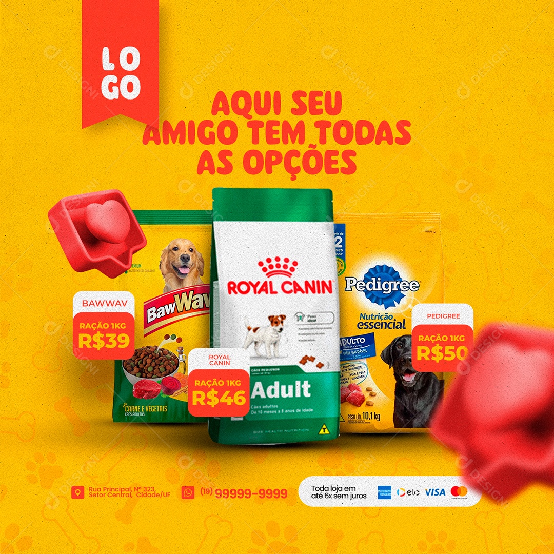 Aqui Seu Amigo Tem Todas As Opções Pet Shop Social Media PSD Editável