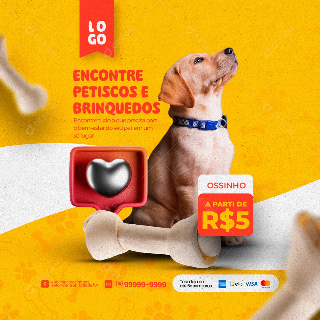 Encontre Petiscos E Brinquedos Ossinho A Partir De 5,00 Pet Shop Social Media PSD Editável