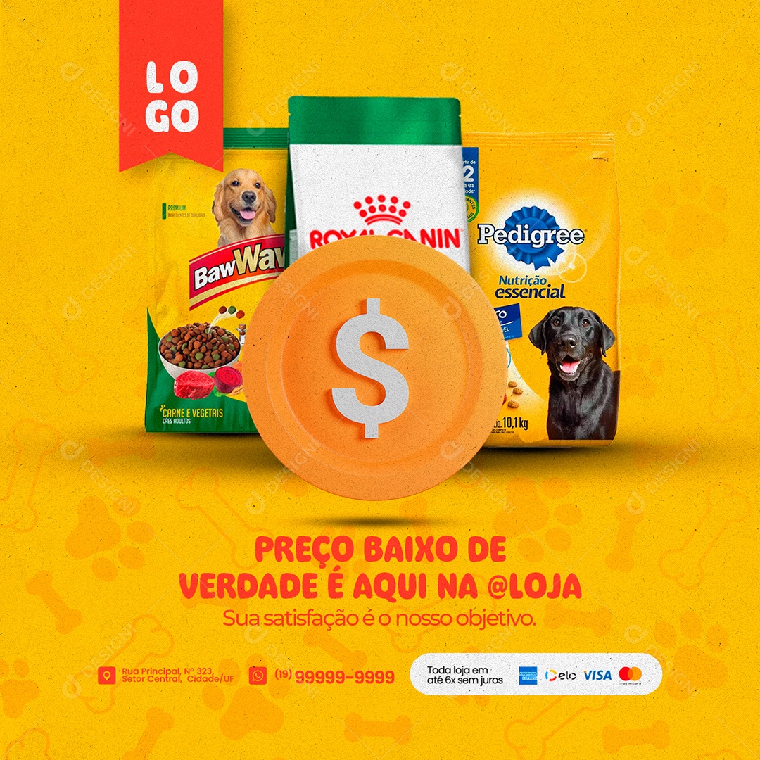 Preço Baixo De Verdade é Aqui Na Loja Pet Shop Social Media PSD Editável