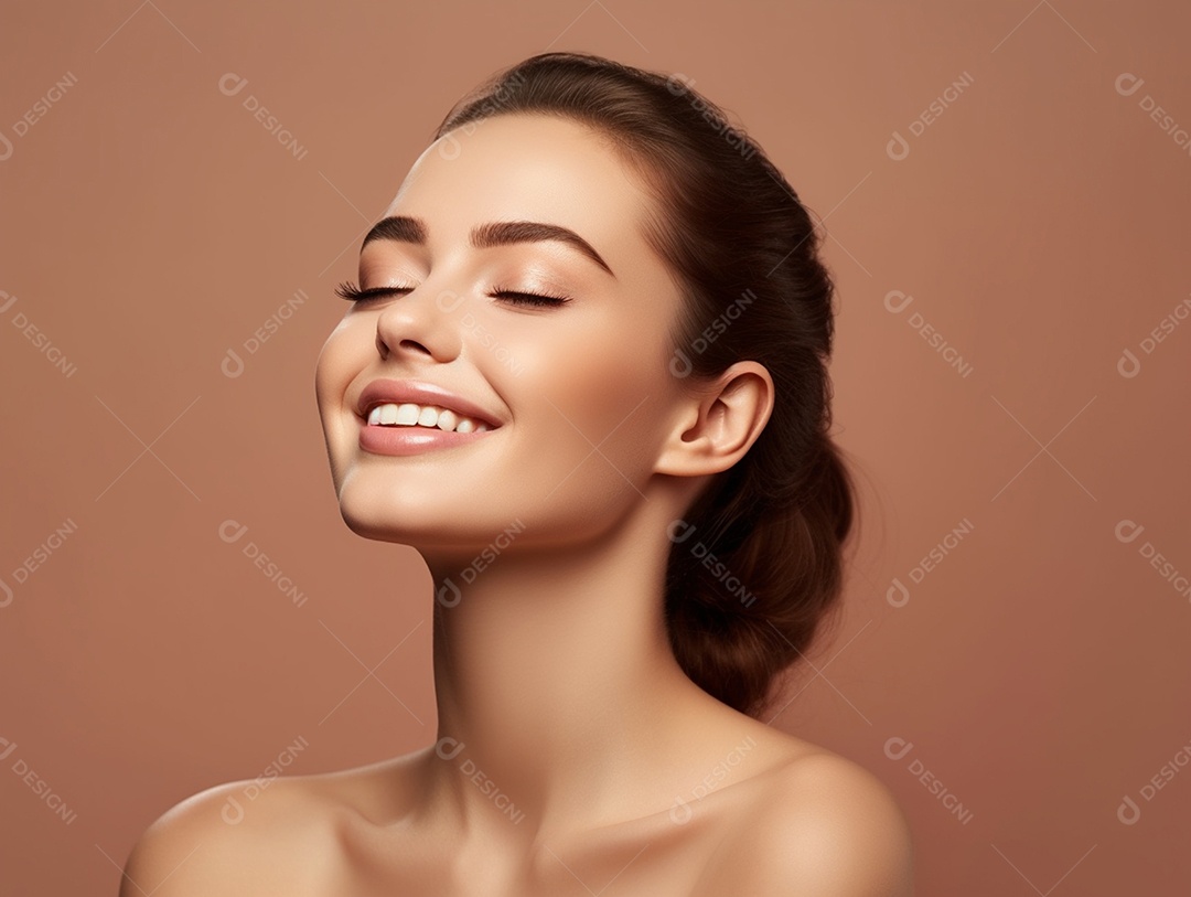 Linda mulher branca modelo de maquiagens