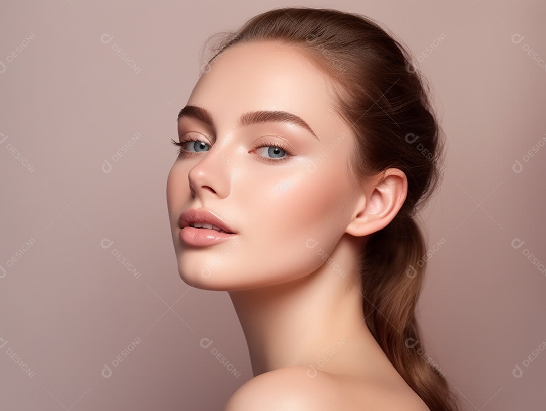 Linda mulher branca modelo de maquiagens