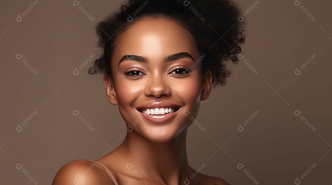 Linda mulher negra modelo de maquiagens