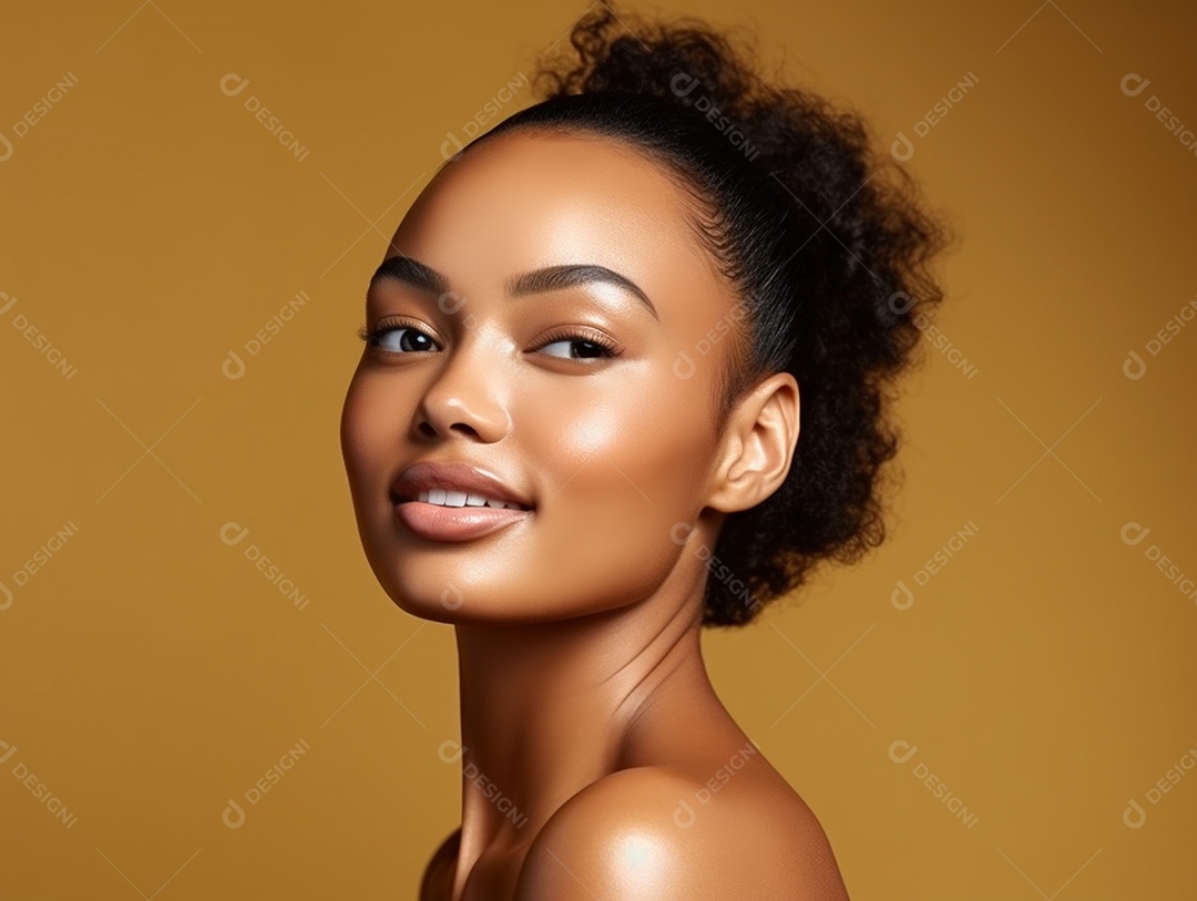 Linda mulher negra modelo de maquiagens