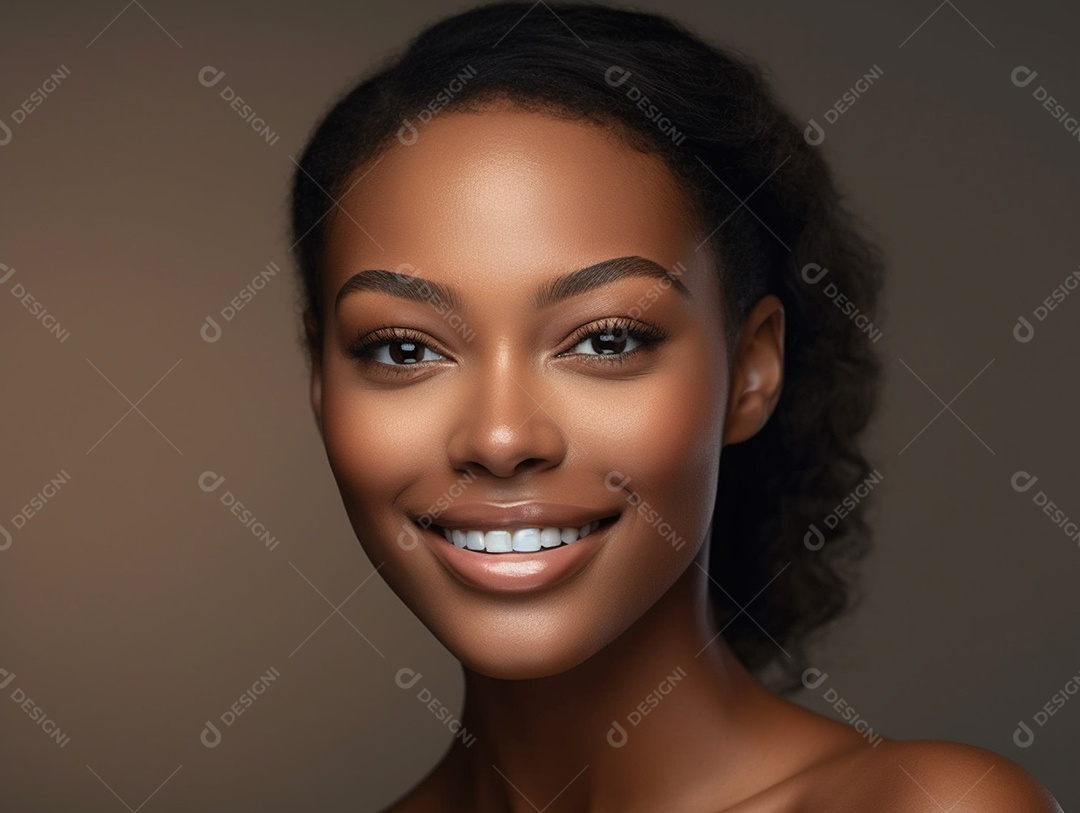 Detalhes de uma linda mulher negra sorridente