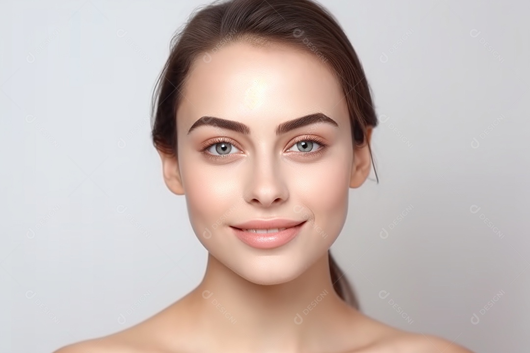 Detalhes de uma linda mulher branca sorridente