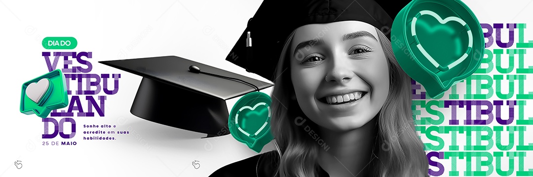 Sonhe Alto e Acredite Em Suas Habilidades Dia Do Vestibulando Carrossel Social Media PSD Editável