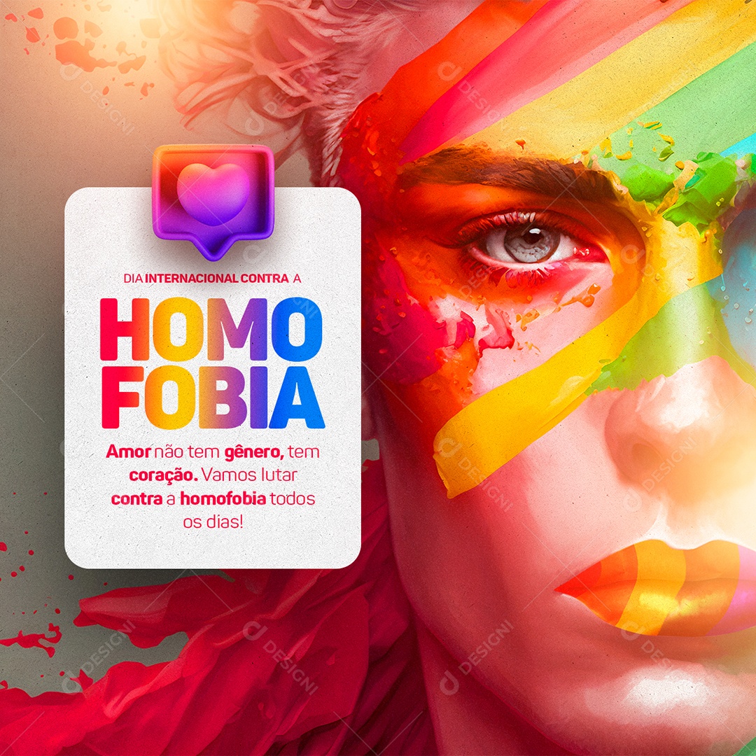 Amor Não Tem Gênero Tem Coração Dia Internacional Contra A Homofobia Social Media PSD Editável