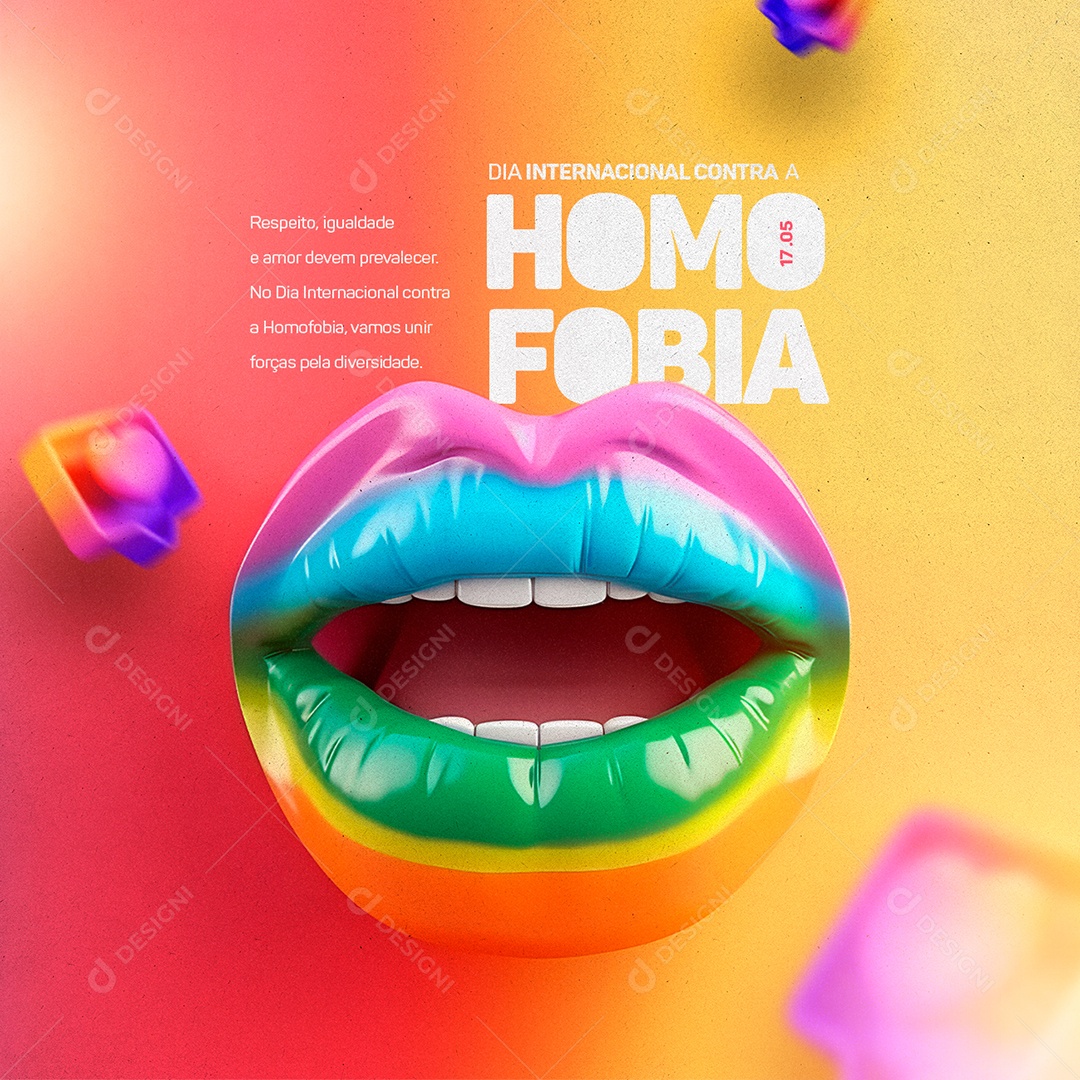 Respeito igualdade e Amor Dia Internacional Contra A Homofobia Social Media PSD Editável