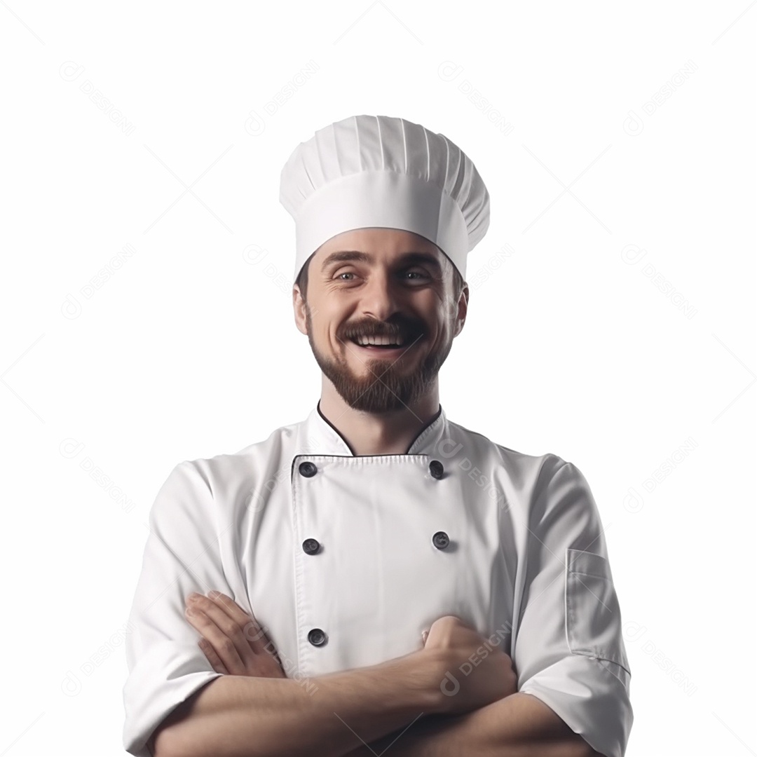 Homem chefe de cozinha em fundo branco