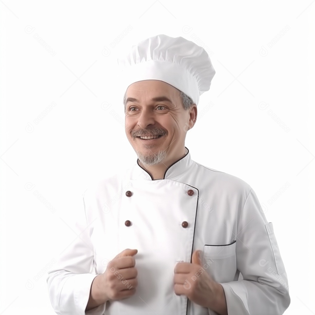 Homem chefe de cozinha em fundo branco
