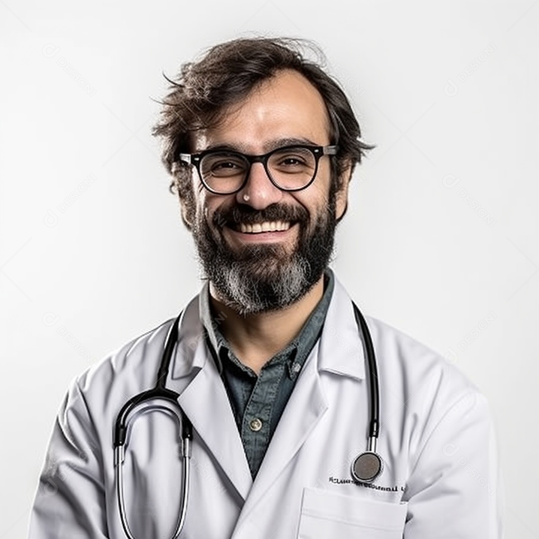 Homem médico sorridente de jaleco branco