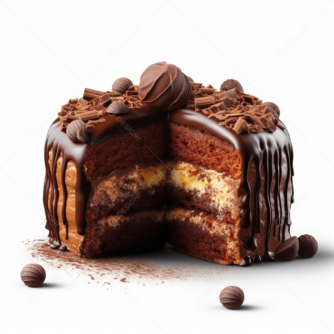 Delicioso bolo de chocolate recheado