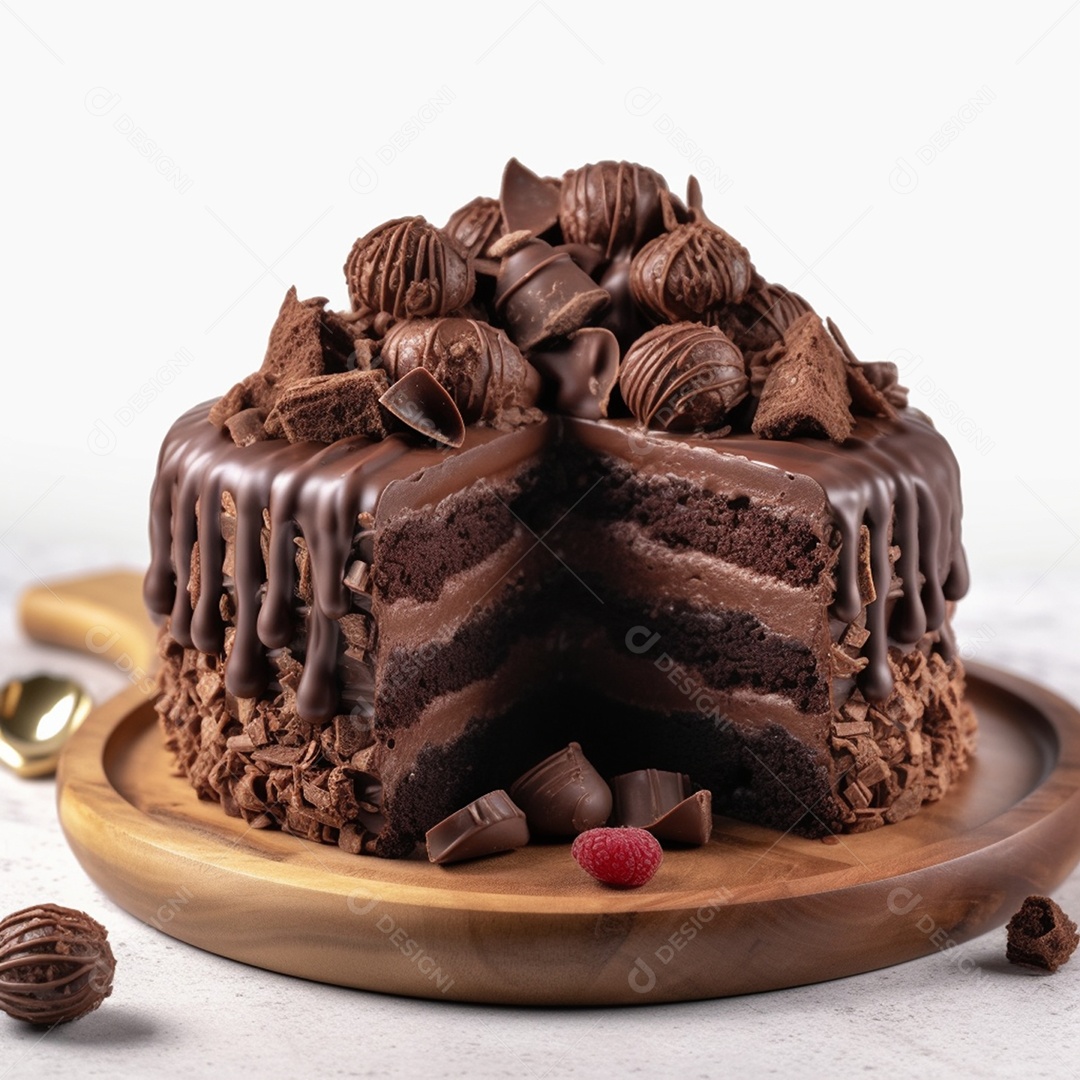 Delicioso bolo de chocolate recheado