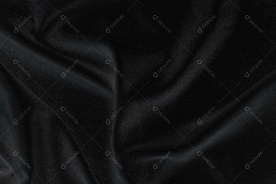 Tecido de seda preto elegante e liso ou textura de pano de luxo acetinado para fundo abstrato