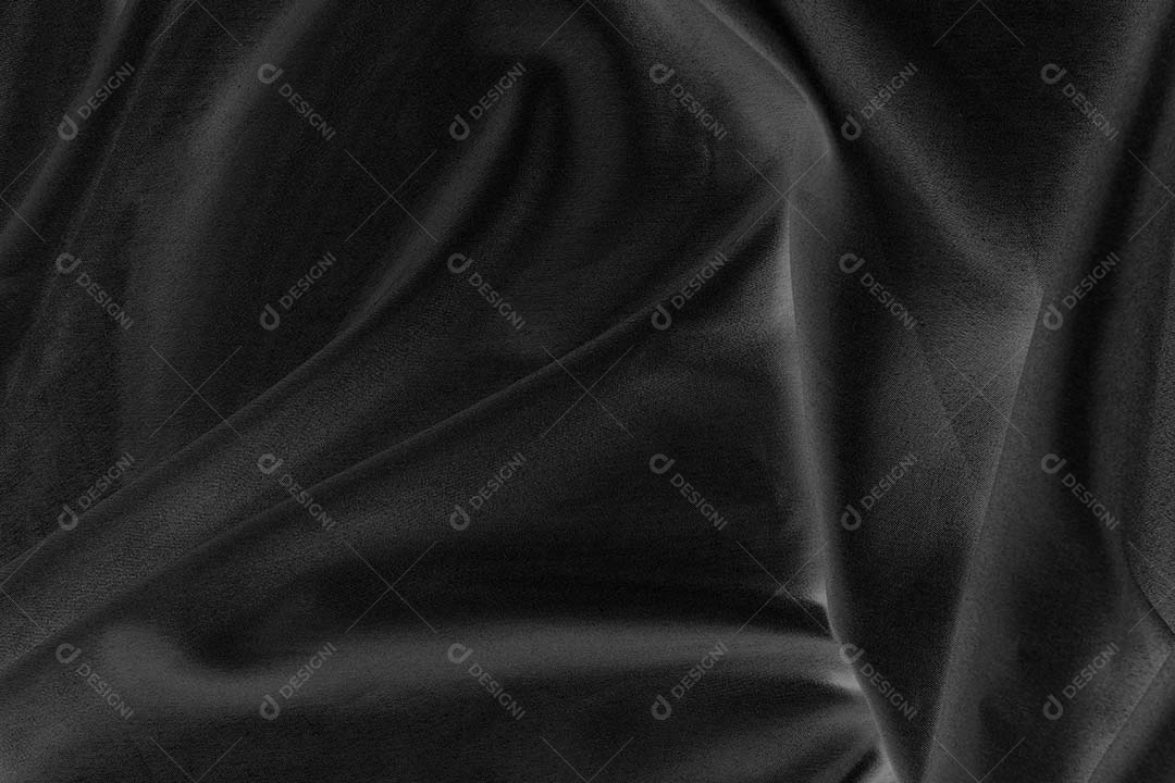 Tecido de seda preto elegante e liso ou textura de pano de luxo acetinado para fundo abstrato