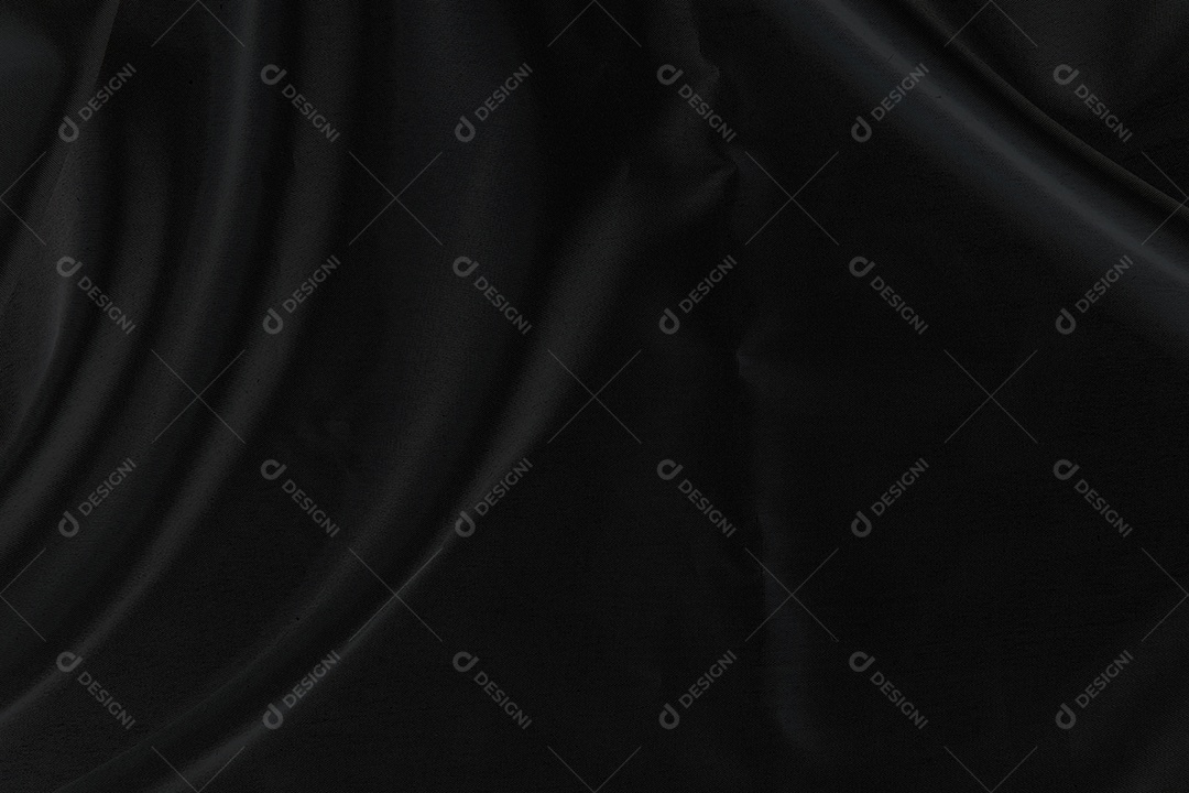 Tecido de seda preto elegante e liso ou textura de pano de luxo acetinado para fundo abstrato