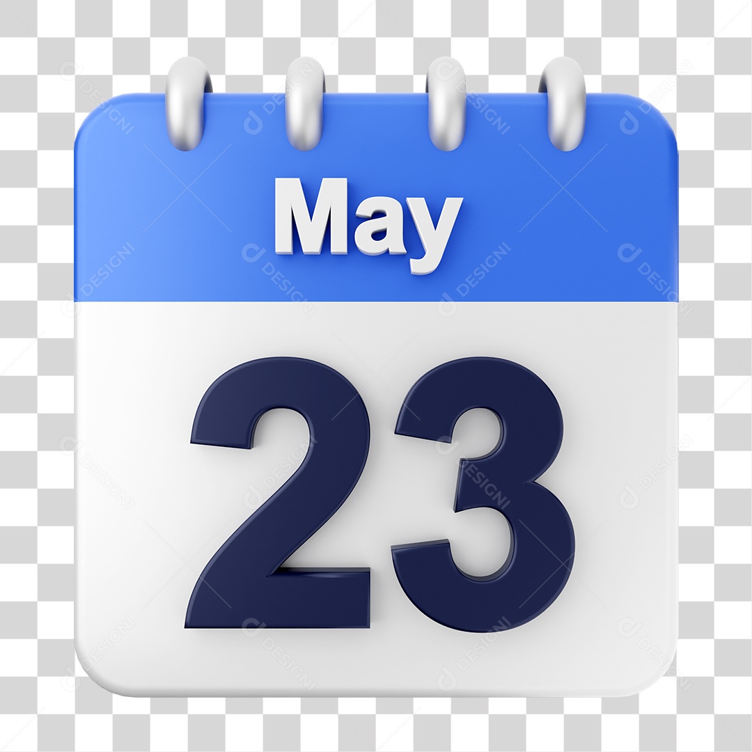 Elemento 3D Calendário Dia 23 de Maio PNG Transparente
