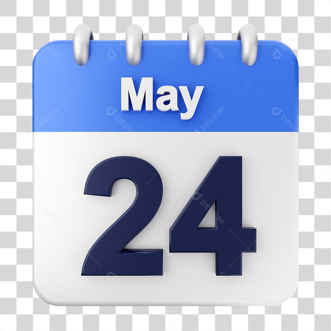 Elemento 3D Calendário Dia 24 de Maio PNG Transparente