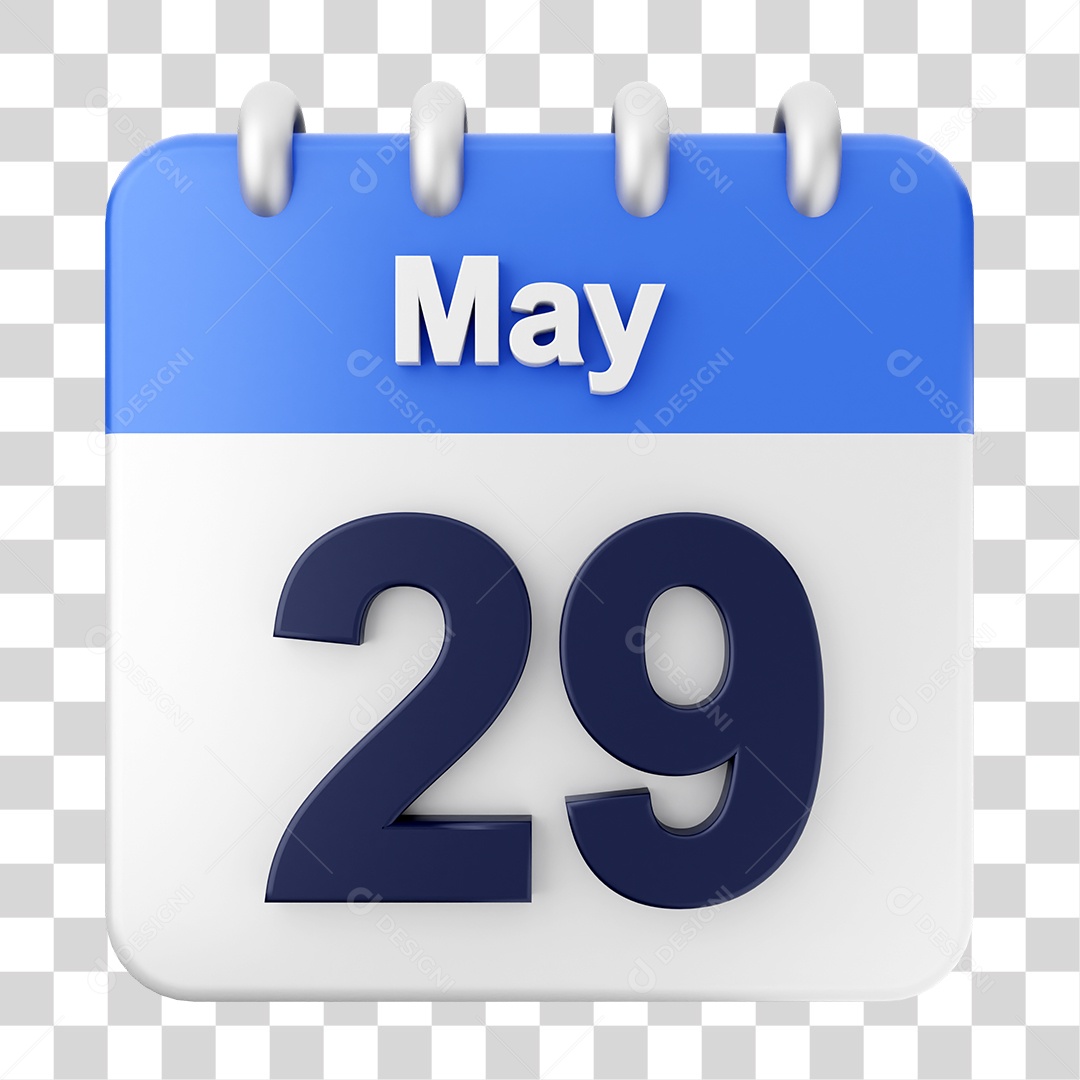 Elemento 3D Calendário Dia 29 de Maio PNG Transparente