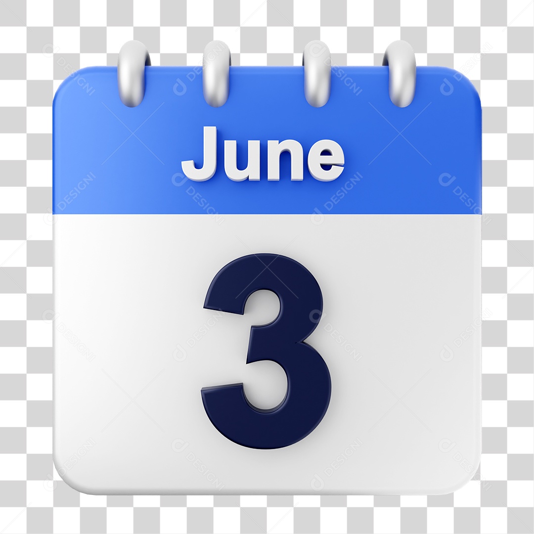 Calendário 3 de Junho PNG Transparente
