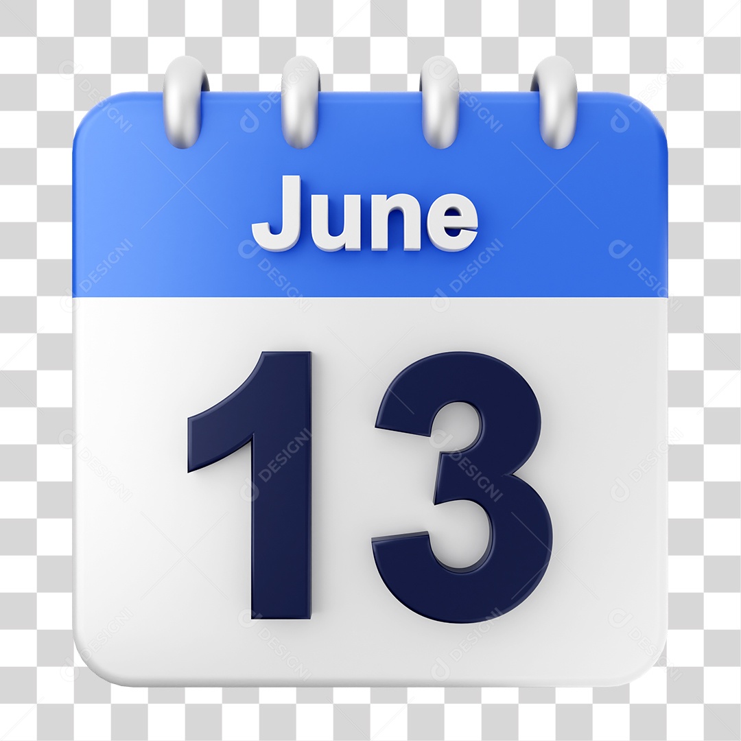 Calendário 13 de Junho PNG Transparente