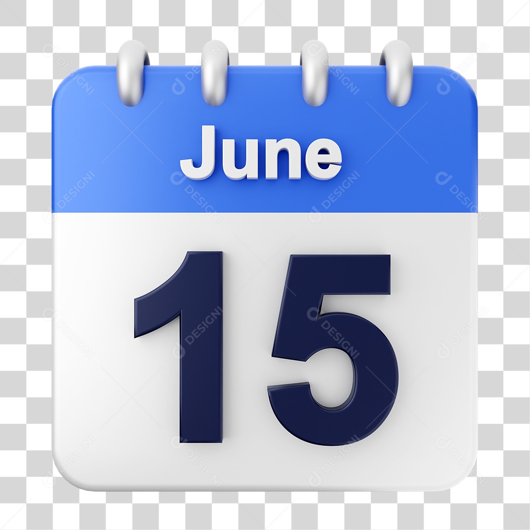 Calendário 15 de Junho PNG Transparente