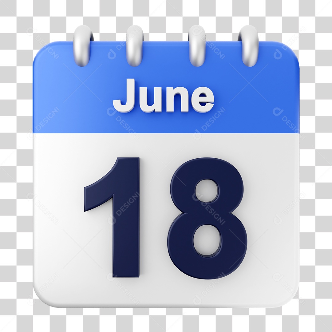 Calendário 18 de Junho PNG Transparente