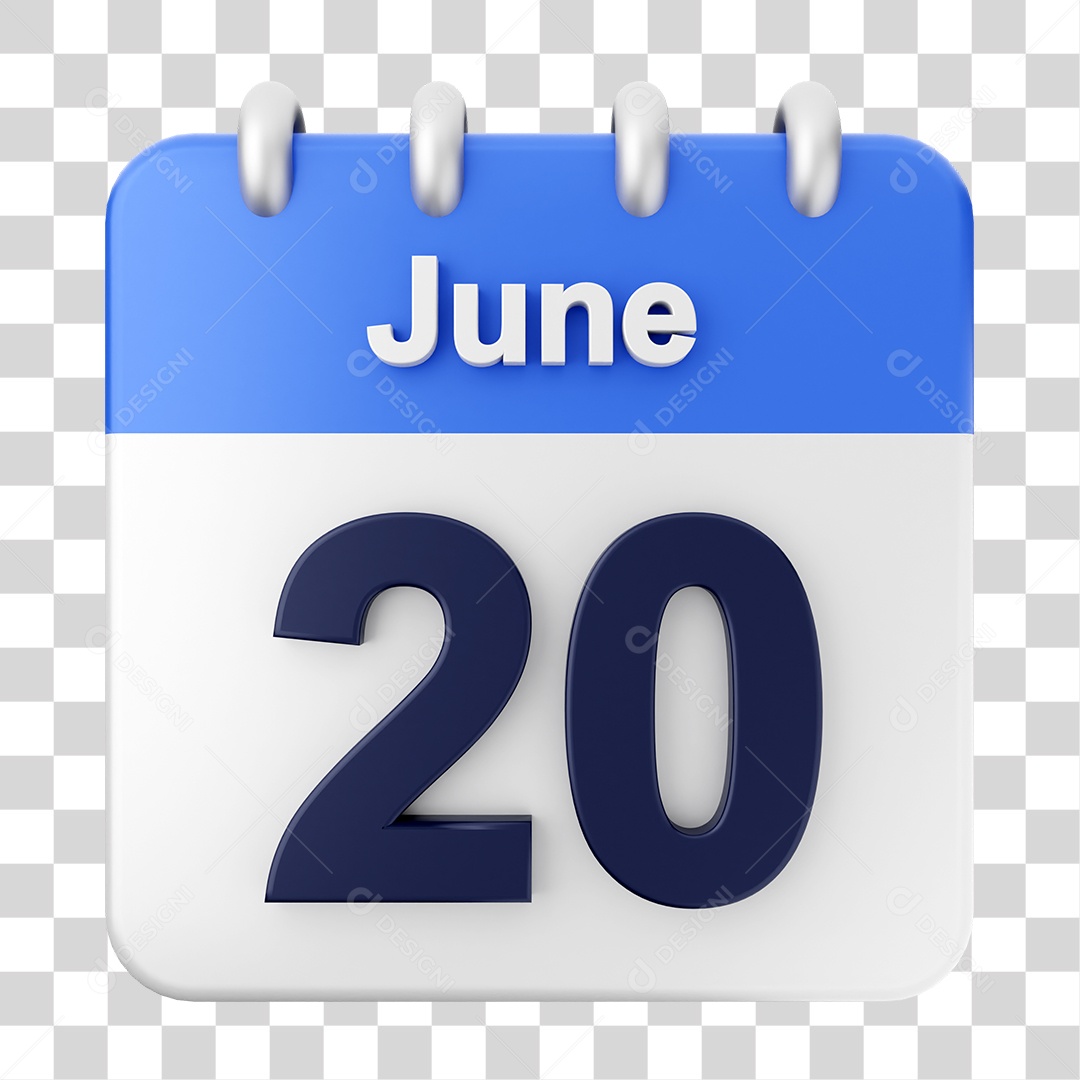 Calendário 20 de Junho PNG Transparente