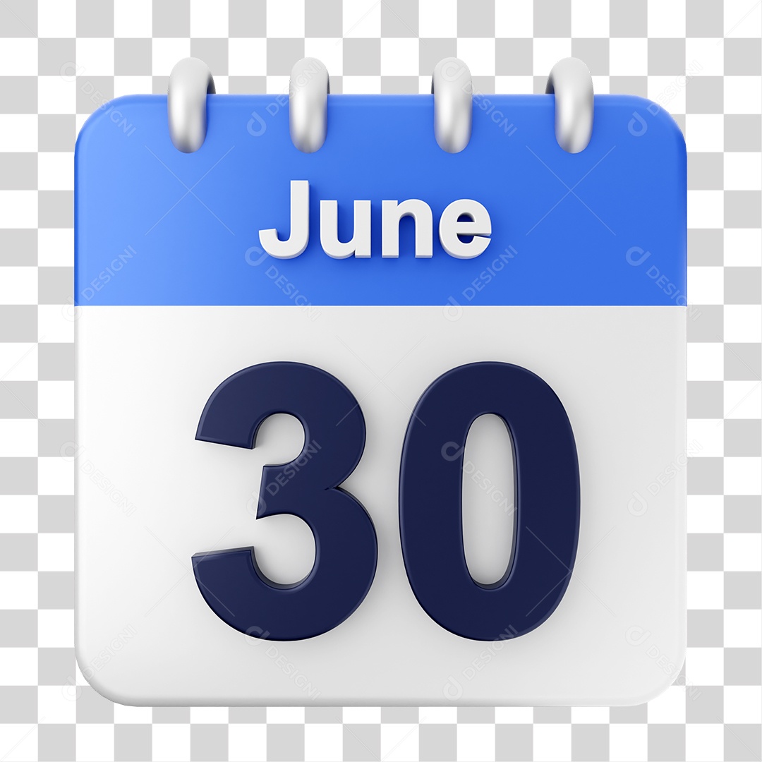 Calendário 30 de Junho PNG Transparente