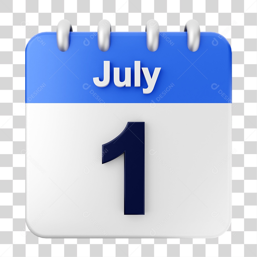 Calendário 1 de Julho PNG Transparente