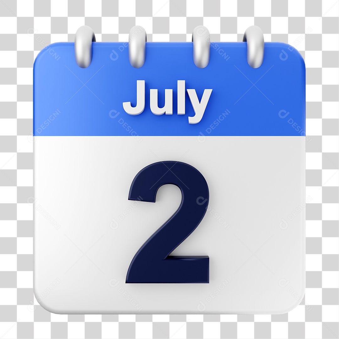 Calendário 2 de Julho PNG Transparente