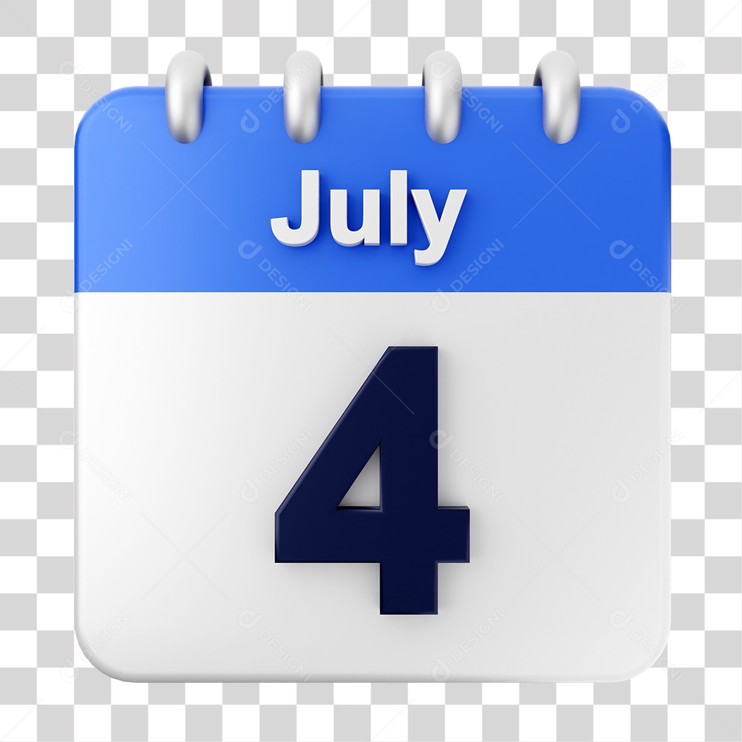 Calendário 4 de Julho PNG Transparente