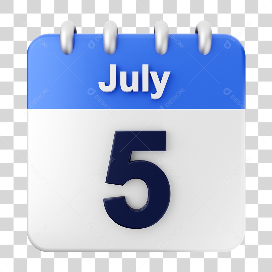 Calendário 5 de Julho PNG Transparente