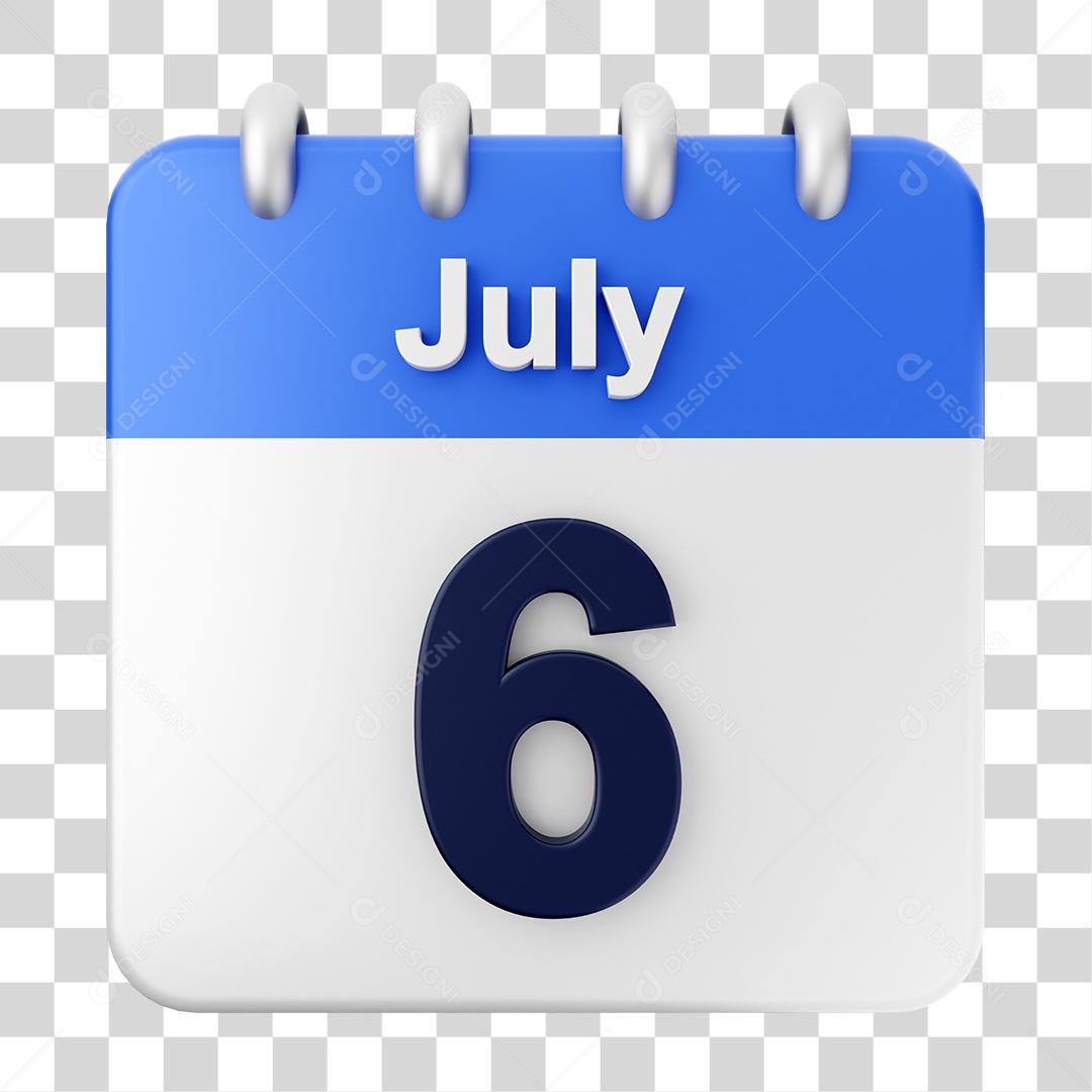 Calendário 6 de Julho PNG Transparente