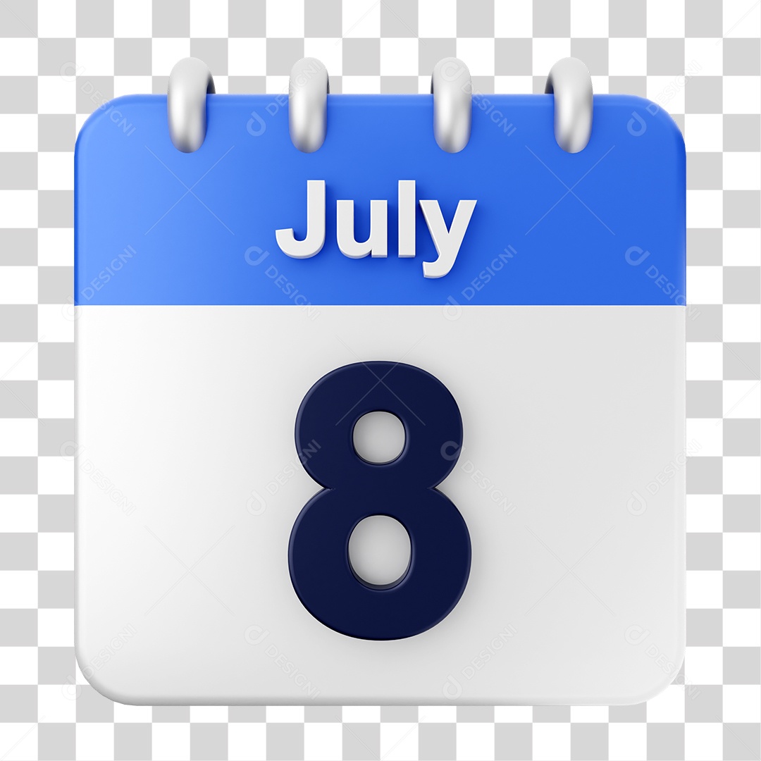 Calendário 8 de Julho PNG Transparente