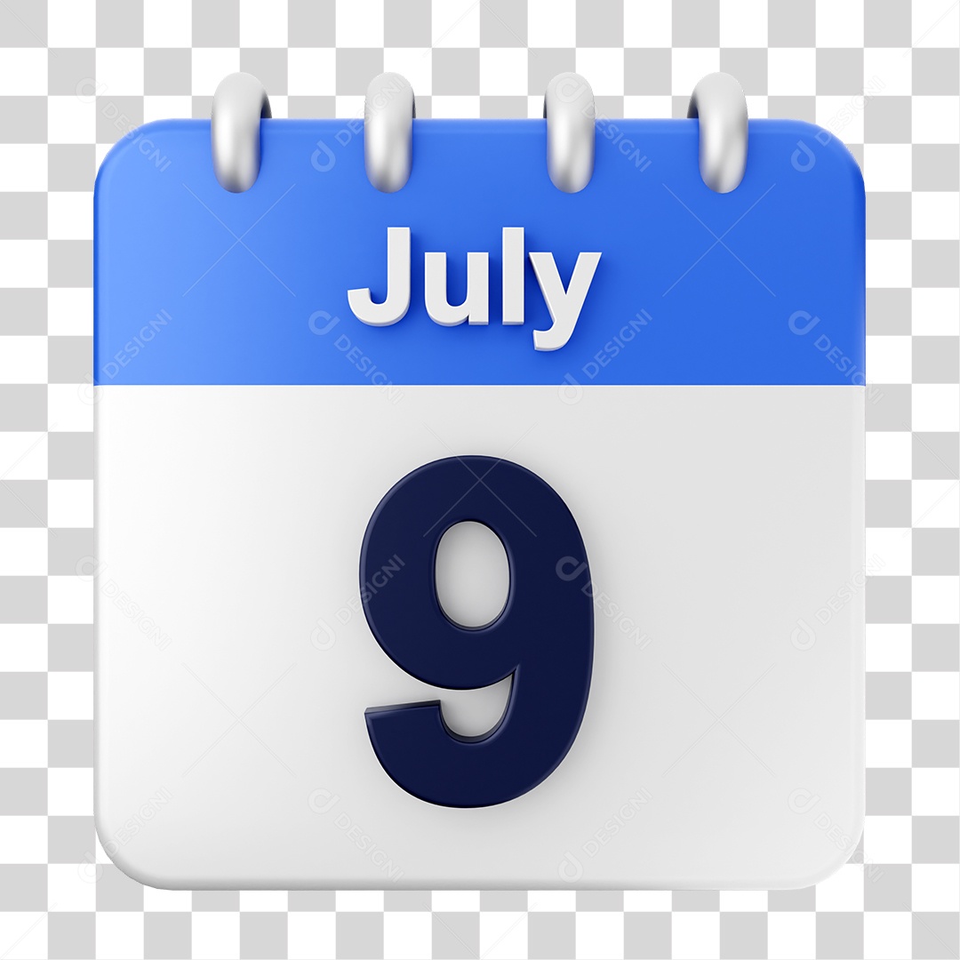 Calendário 9 de Julho PNG Transparente