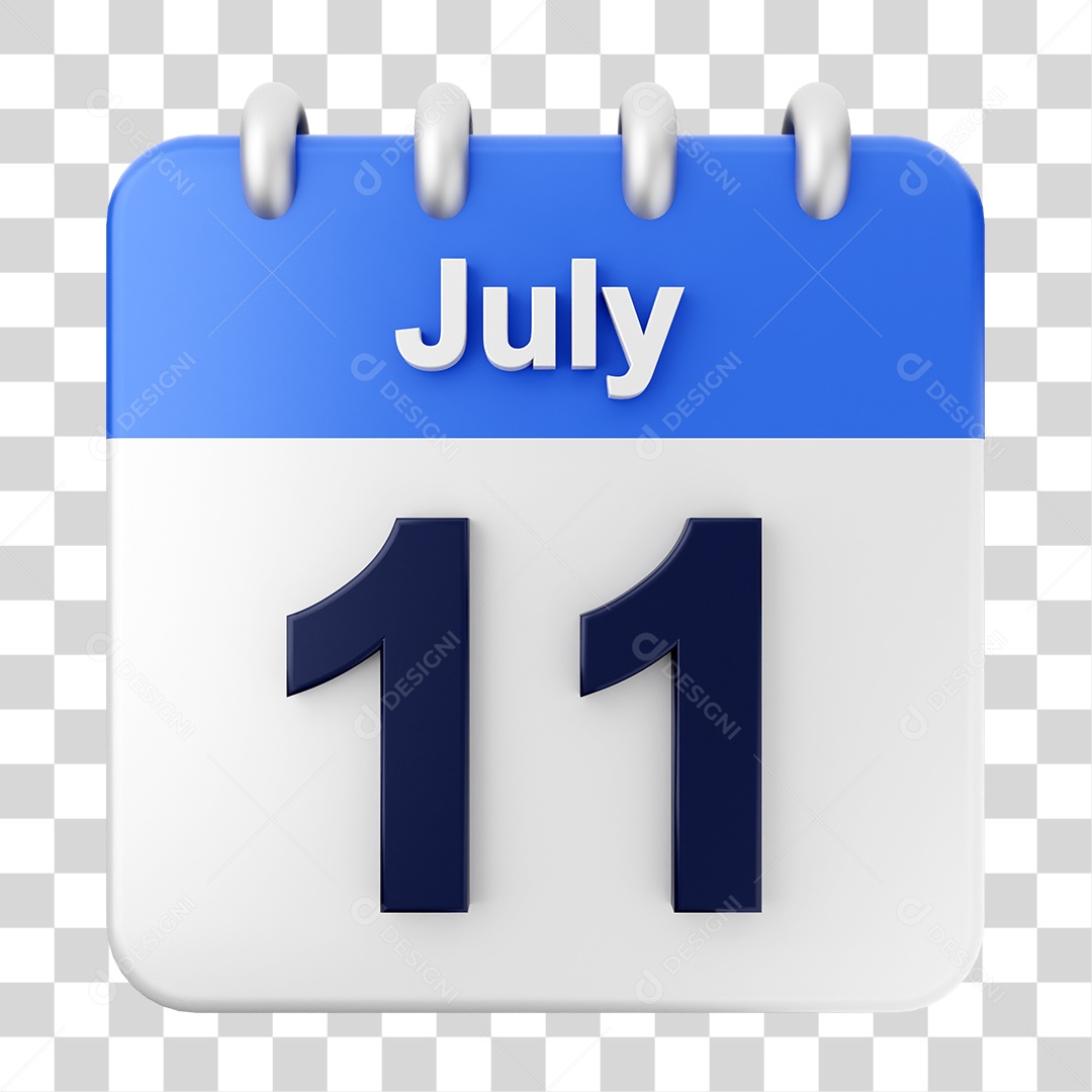 Calendário 11 de Julho PNG Transparente